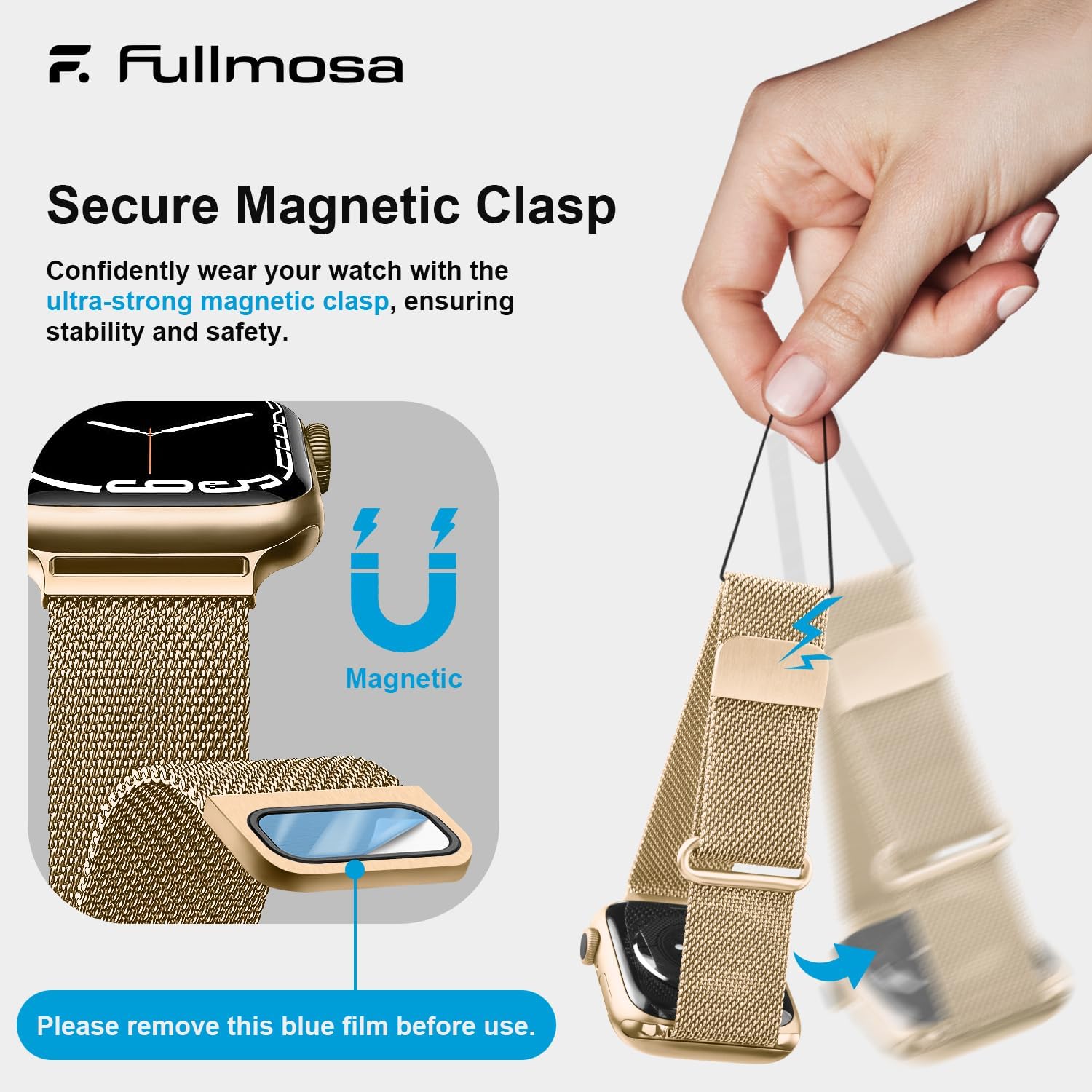 Thumbnail 6 de Fullmosa Stainless Steel Milanese Loop Apple Watch band (38–49mm) with double-layer magnetic clasp