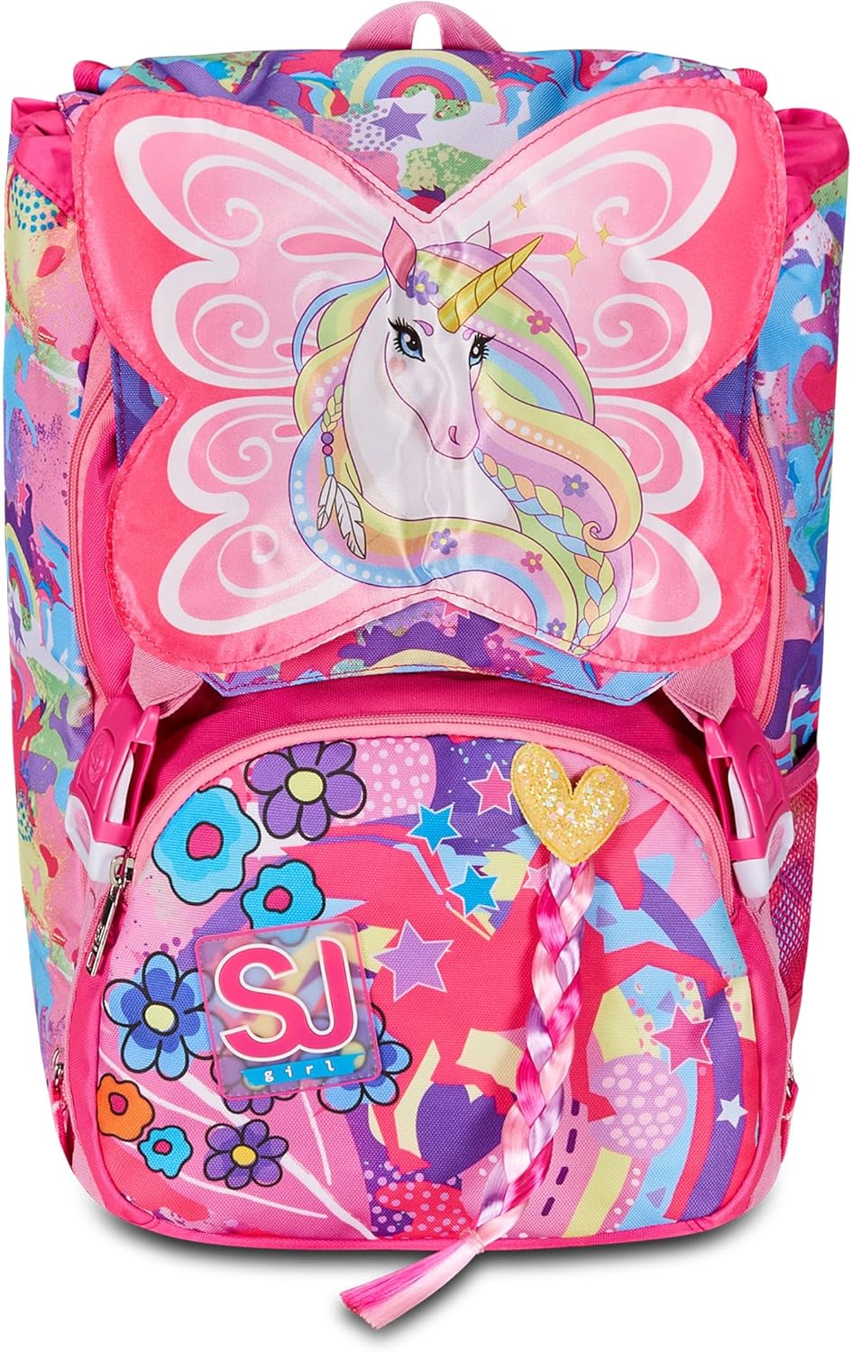 Detalle de SJ Gang Style Jam Gang Schulrucksack – erweiterbar, Rosa, 22–29 l, 3 Fächer, Seitenreißverschlüsse
