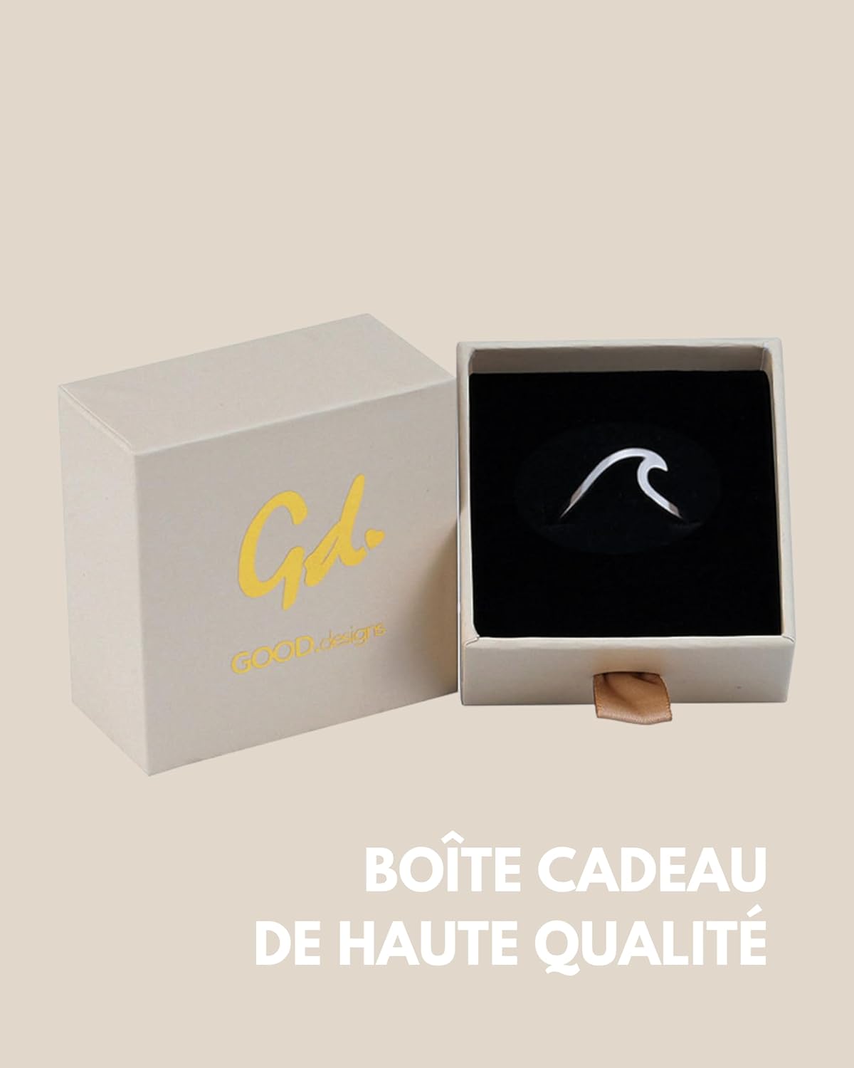 Detalle de GD GOOD.designs EST. 2015 Bague Vague pour femme en acier inoxydable – réglable et résistante à l’eau