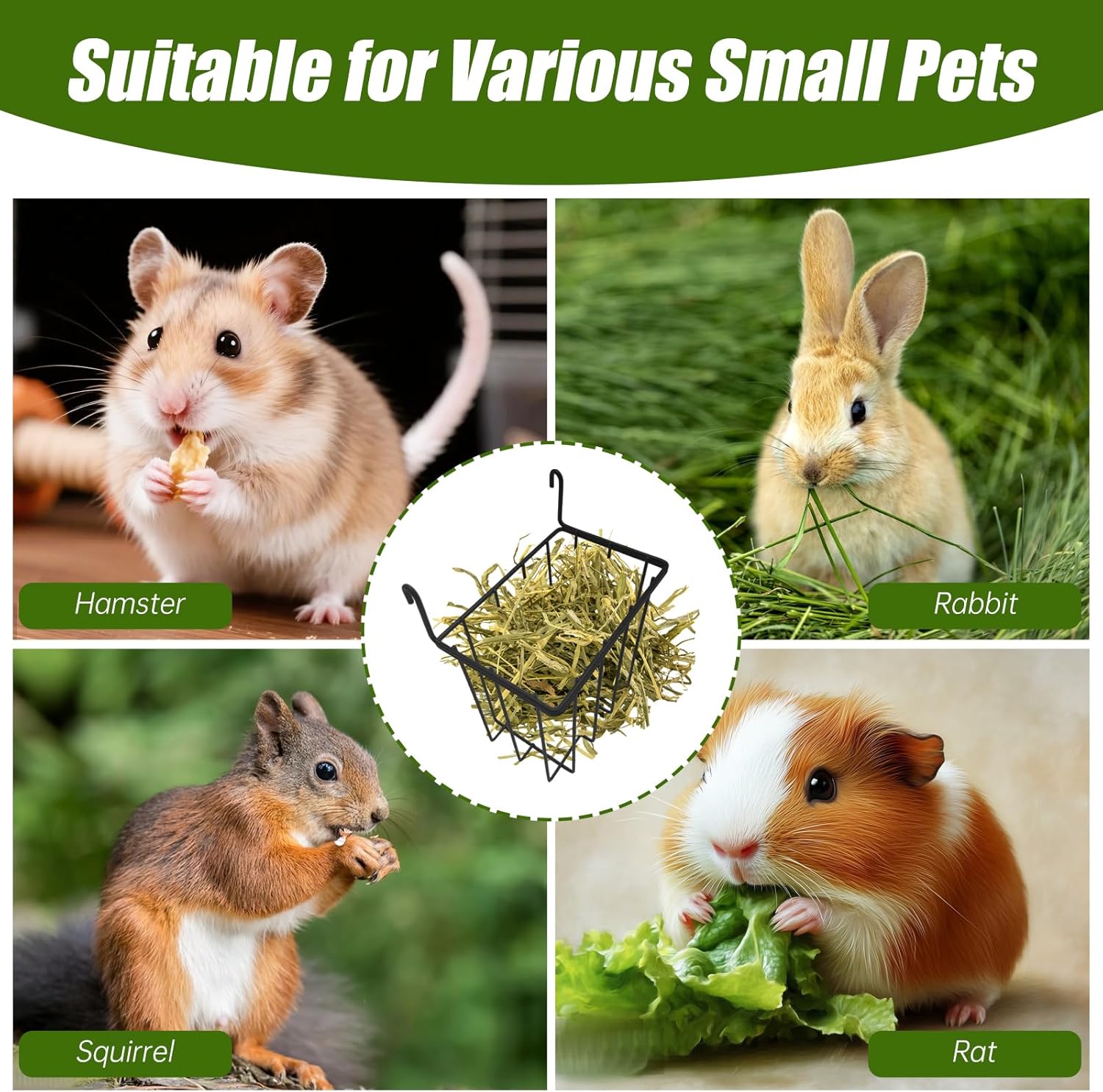 Thumbnail 6 de 2 PCS Rabbit Hay Feeder and Guinea Pig Hay Feeder – Metal Cage Food Racks