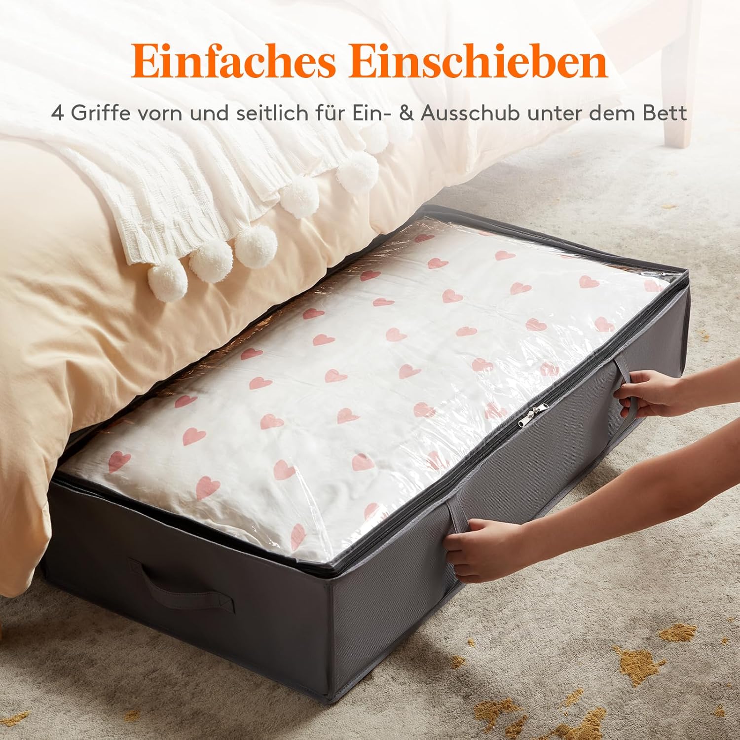 Thumbnail 2 de Lifewit 95L Unterbettkommode-Aufbewahrungstasche (6er-Set) mit Deckel und Sichtfenster, grau