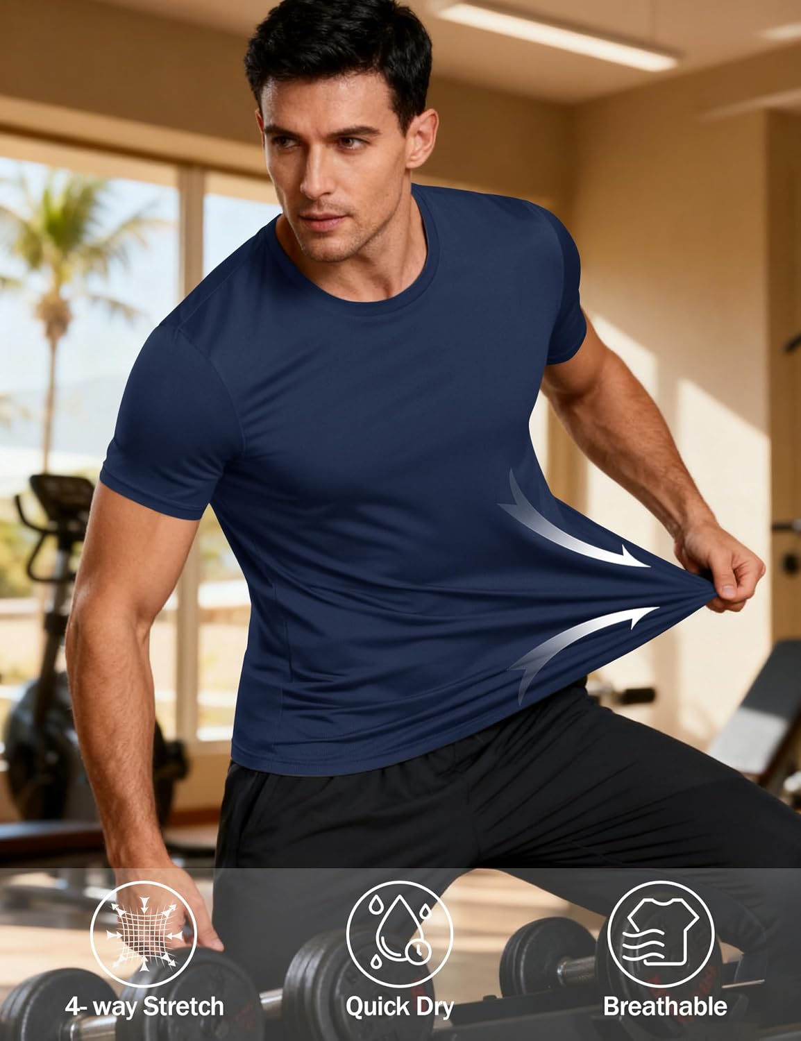 Detalle 2 de KEFITEVD UV-Shirt Herren Sportshirt Kurzarm UPF50+