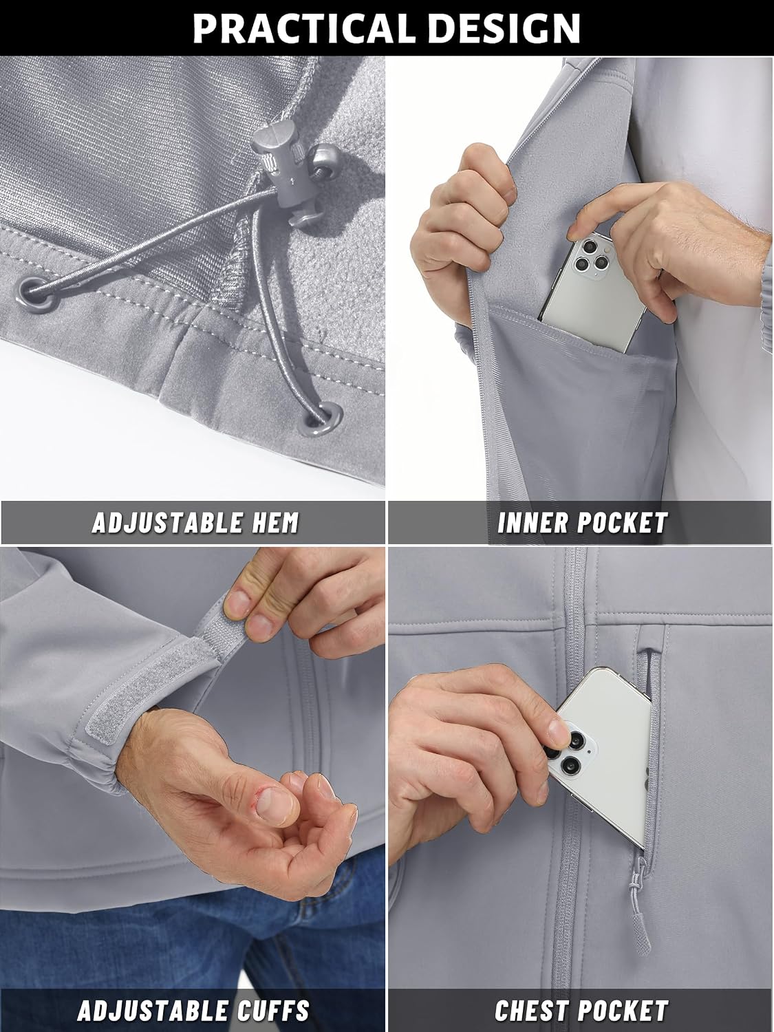 Thumbnail 5 de TACVASEN TCTJ-731-688 Men's Lightweight Fleece-Lined Softshell Jacket