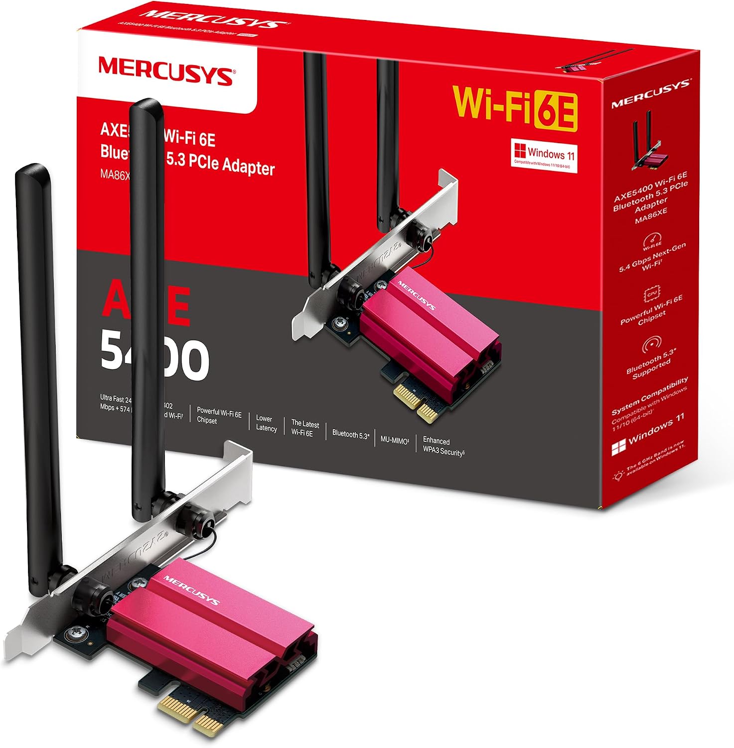 Detalle de Mercusys MA86XE AXE5400 PCIe WiFi 6E