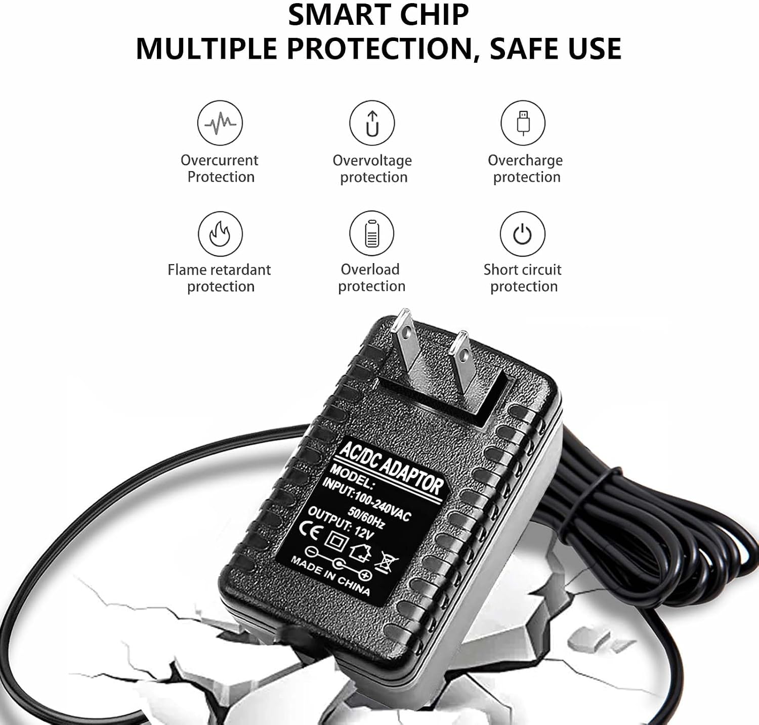 Detalle de ycwwzzh Raspberry Pi用電源アダプター 5V 3A、Micro USB Type B・製品長さ100cm
