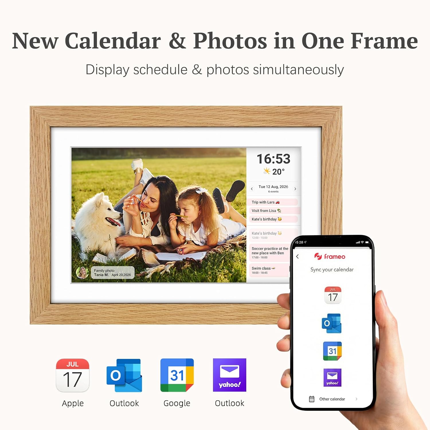 Thumbnail 4 de Frameo 10.1in Digital Photo Frame with Oak Wood Frame
