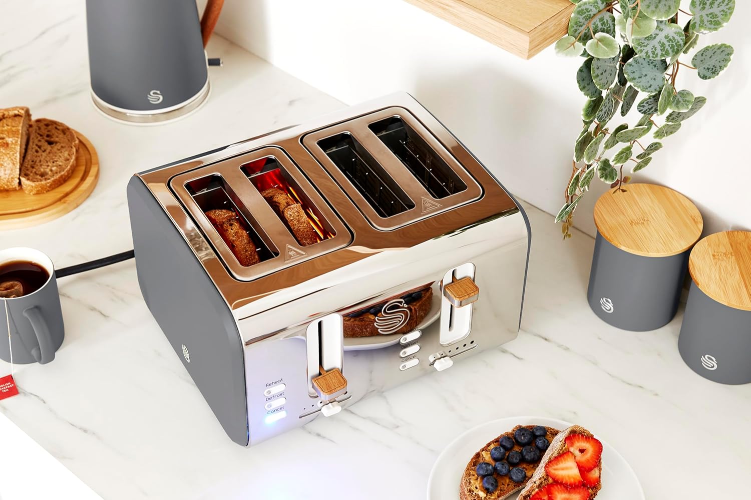 Thumbnail 5 de Swan ST14620GRYN 1500W 4 Slice Toaster