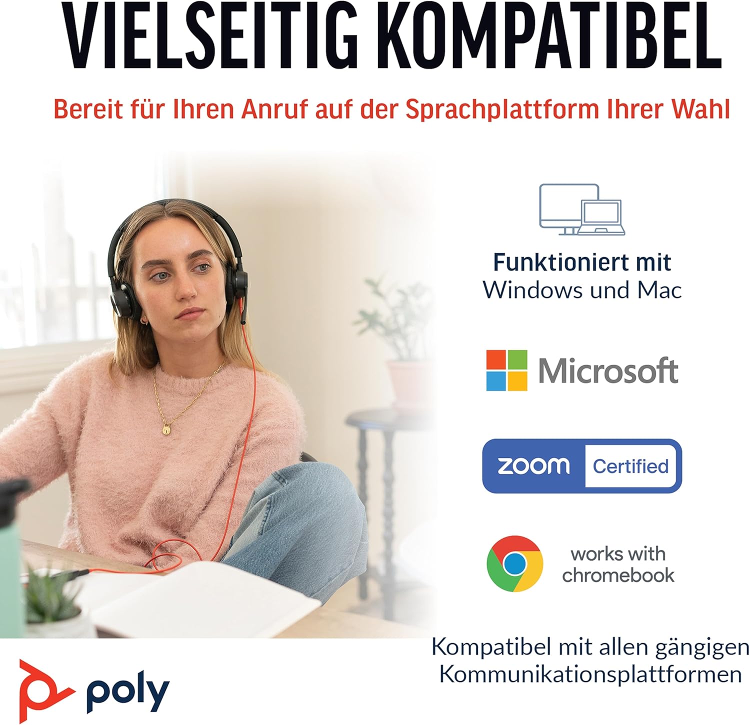 Thumbnail 6 de Poly Headset Blackwire C8225 mit USB-A/C – hybrides Active Noise Cancelling für konzentriertes Arbeiten
