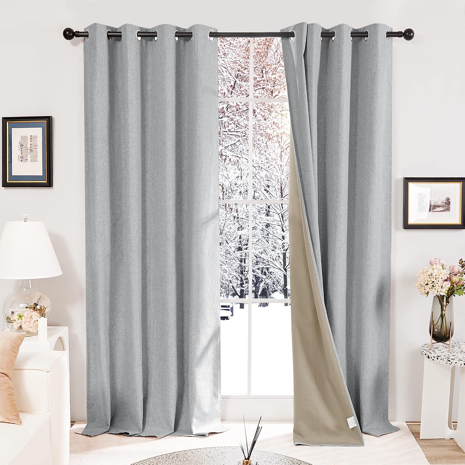 Detalle de Deconovo Linen Look Blackout Curtains 46ร90 cm 2-panel ๐ช