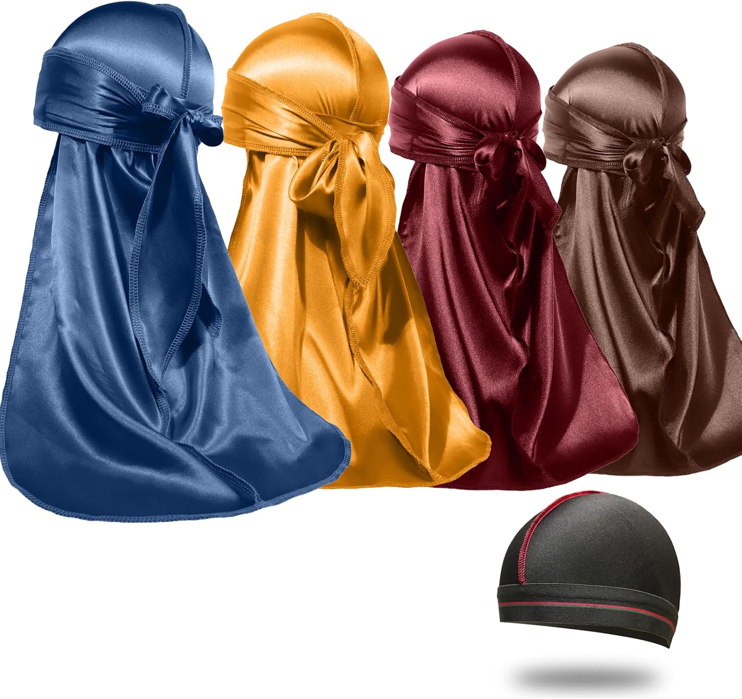Detalle de ForceWave 4PCS Silky Durags with Wave Cap for 360 Waves