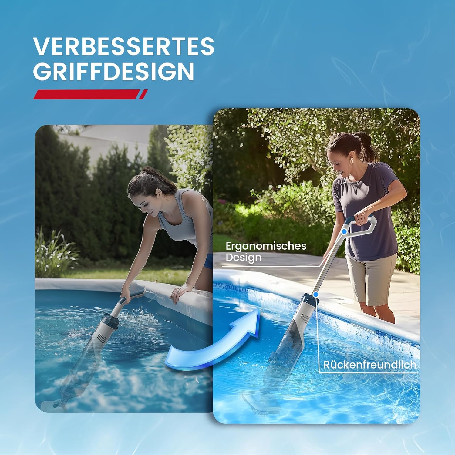 Detalle de ENHULK Poolsauger Akku PC18 – leistungsstarker Akku-Poolreiniger mit 34 cm Kopf
