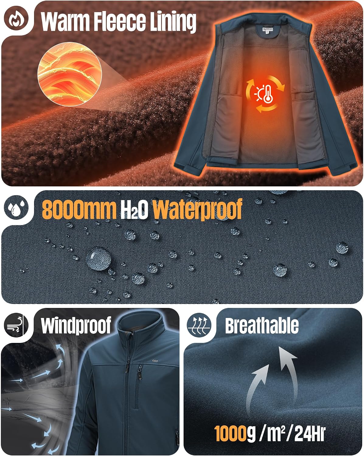 Thumbnail 2 de 33,000ft Softshelljacke Herren Wasserdichte Übergangsjacke