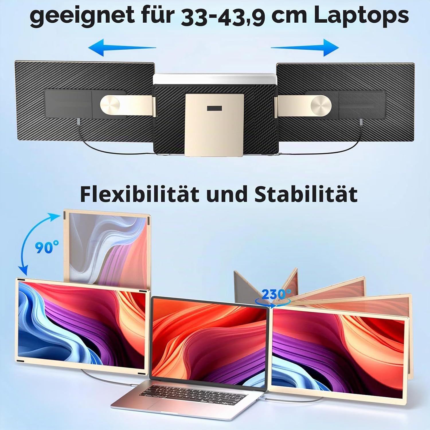 Thumbnail 5 de Siaviala S6 15,6" Laptop Bildschirm Extender – FHD Triple Travel Monitor mit Lautsprechern, Plug & Play