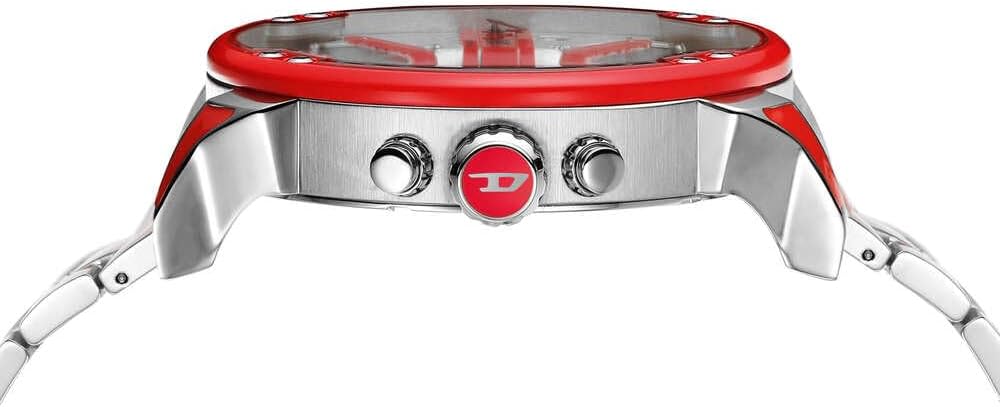 Thumbnail 4 de Diesel Mr. Daddy Herrenuhr – Quarz Multifunktionsuhr mit Edelstahlarmband (57 mm, rotes Band)
