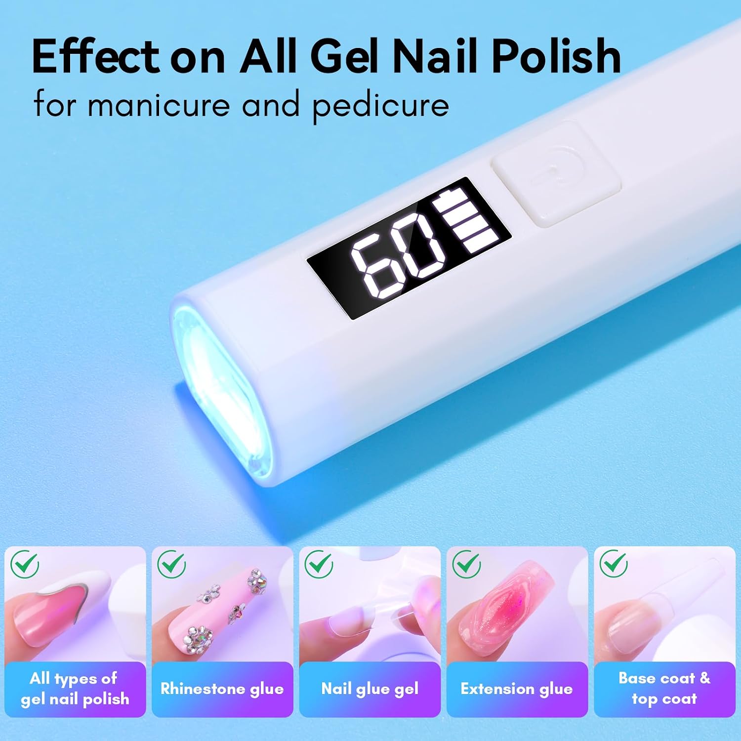 Detalle 2 de Makartt Portable Handheld Mini UV Nail Lamp for Gel Nails (Rechargeable USB, LCD Timer)