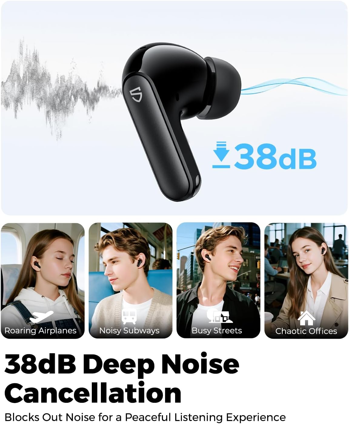 Detalle 2 de SoundPEATS Q3 Pro Wireless Earbuds, 38 dB ANC, 13 mm Drivers, 42-Hour Playtime