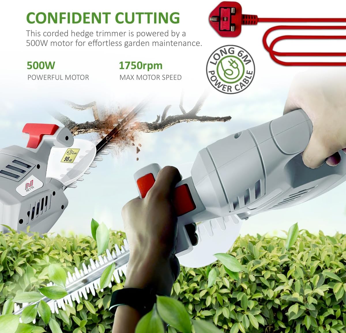 Thumbnail 1 de NETTA 500W Corded Hedge Trimmer 50cm
