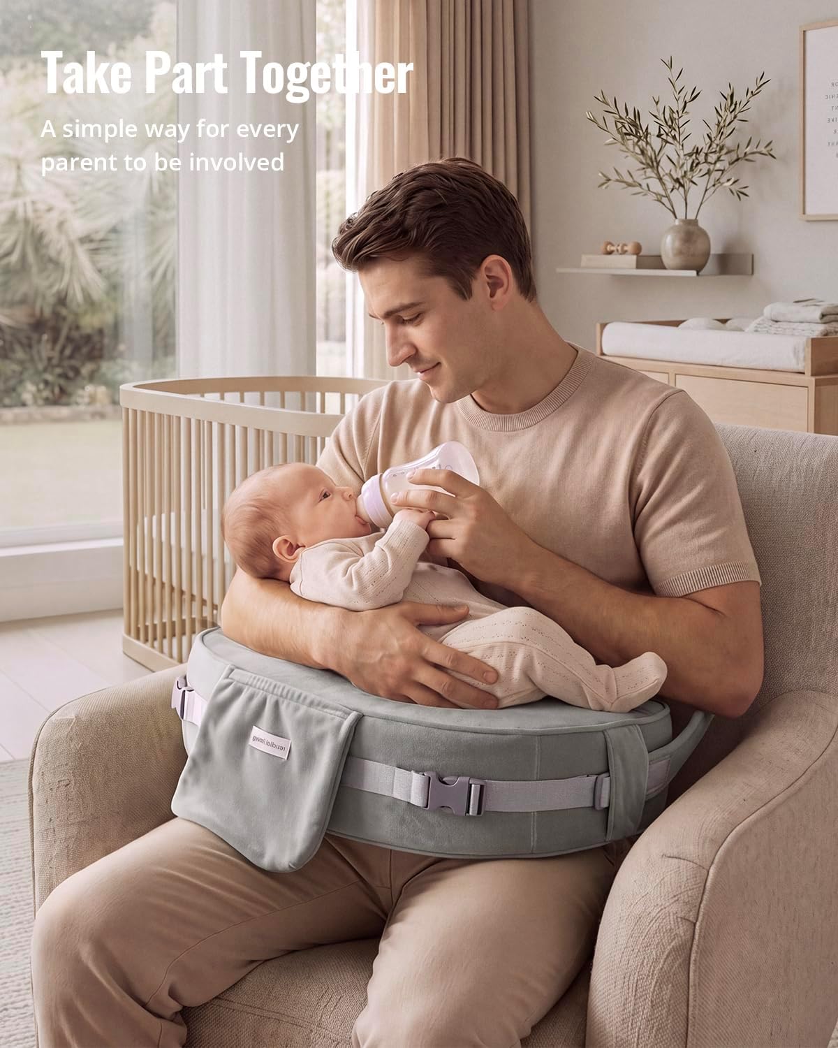 Detalle 2 de Blissful Diary BRZH01 Deluxe Nursing Pillow, Gray, Dual-Layer Foam