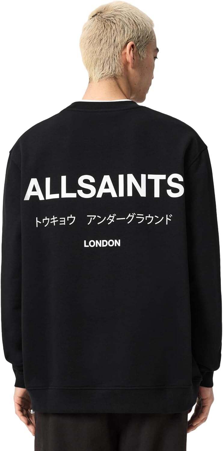 Detalle de Allsaints Underground Crew Maglia di Tuta Uomo (Pacco da 1) – con fodera in pelle traspirante
