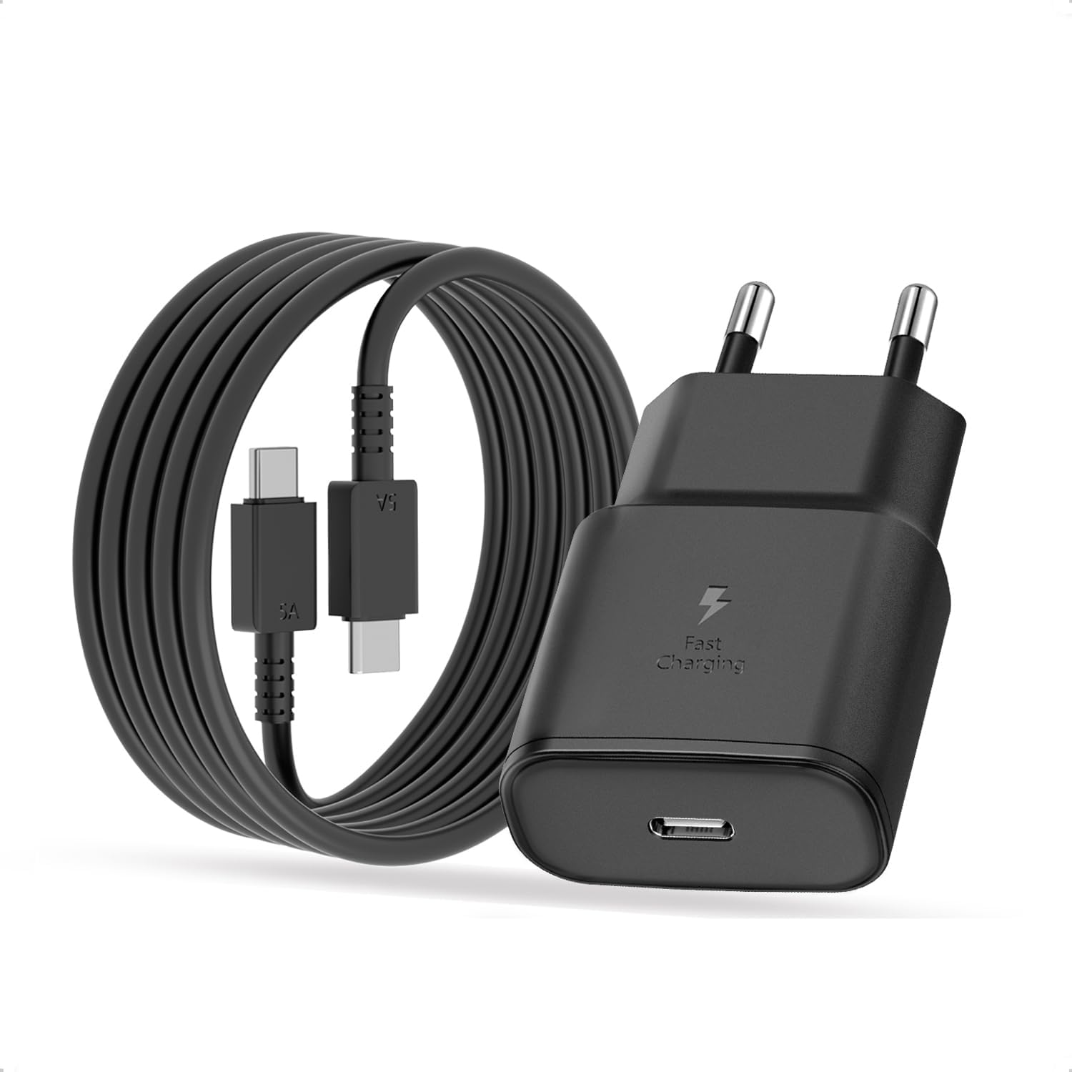 Detalle de 25W USB-C Schnellladegerät mit Kabel für Samsung Galaxy – kompakt, sicher, vielseitig