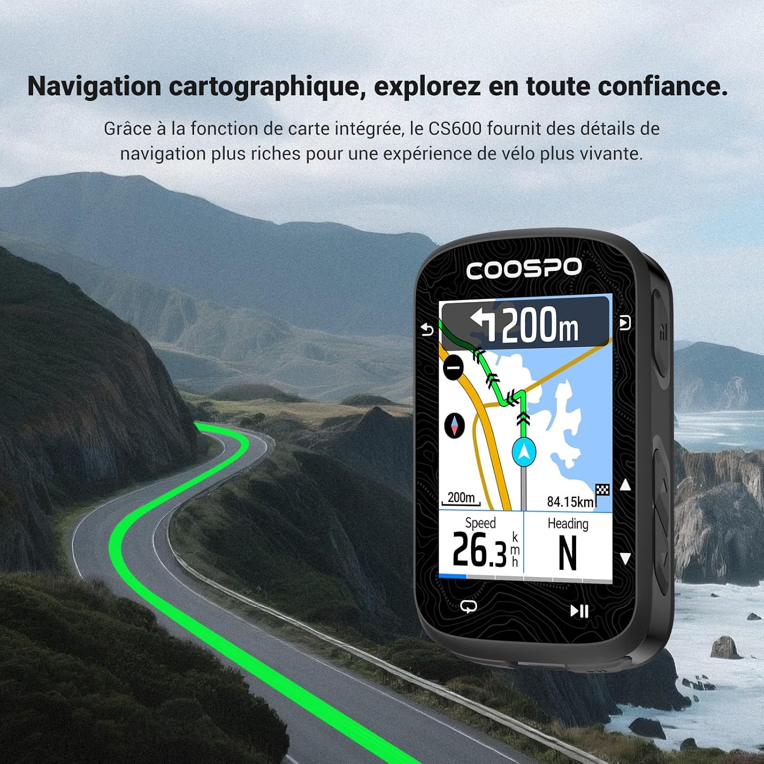 Detalle de COOSPO CS600 GPS vélo écran 2,4"