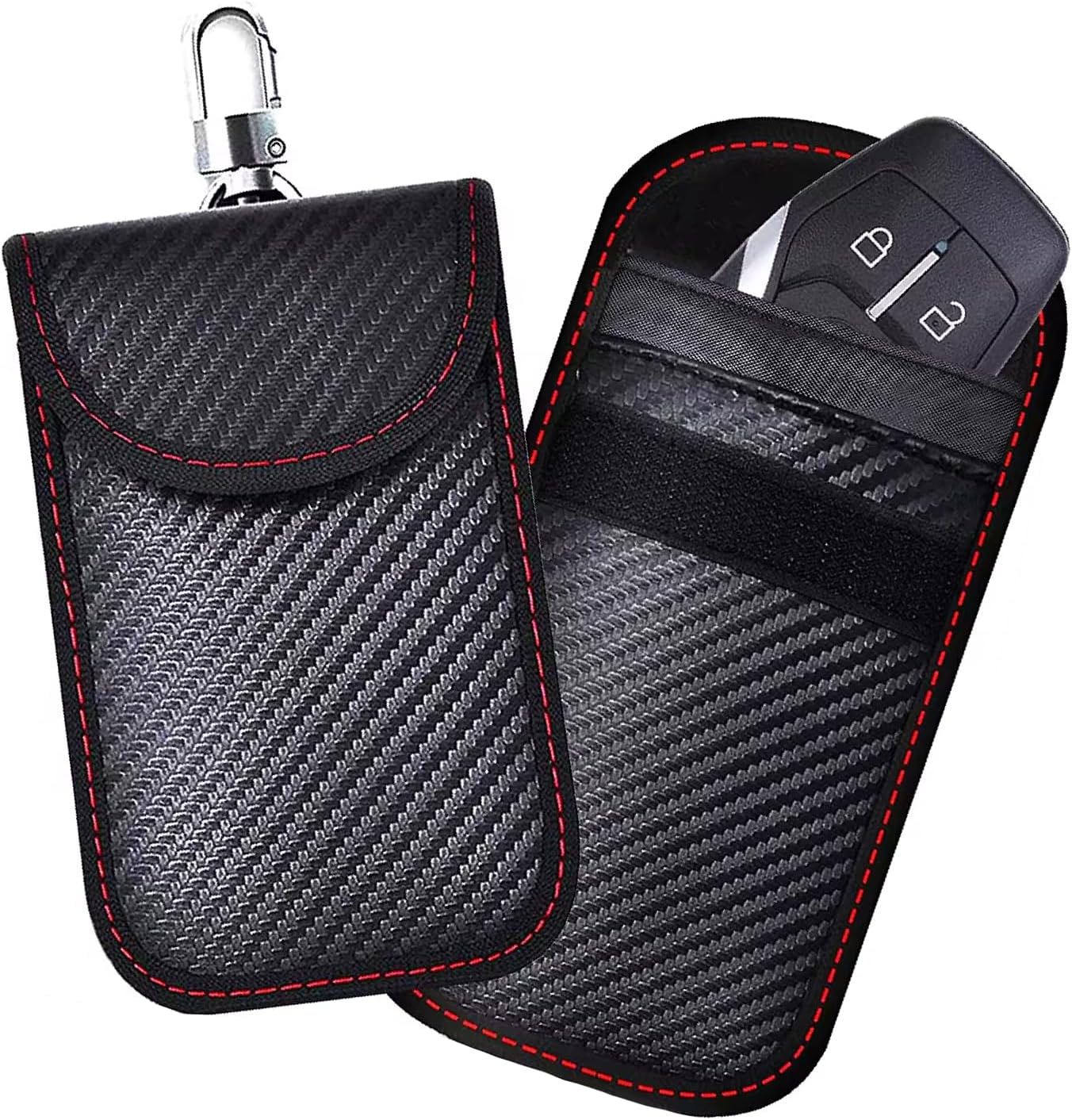 Detalle de KAV Faraday Car Key Fob Protector Pouch Bag – Carbon Fibre, Compact RFID Blocking Wallet
