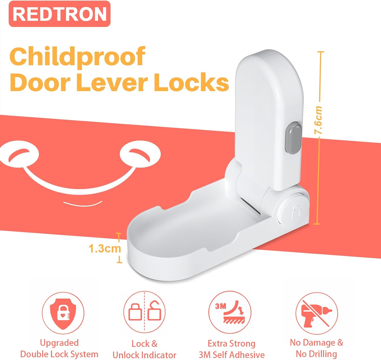 Thumbnail 5 de REDTRON Door Lever Lock (2 Pack) – Baby Safety Locks with 3M Adhesive