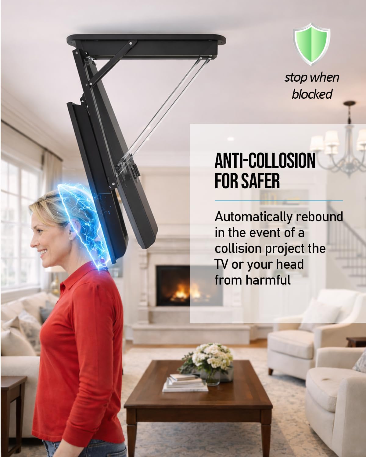 Thumbnail 6 de Roboticious Electric Ceiling TV Mount with Remote (Motorized, 32–70 inch, Black)