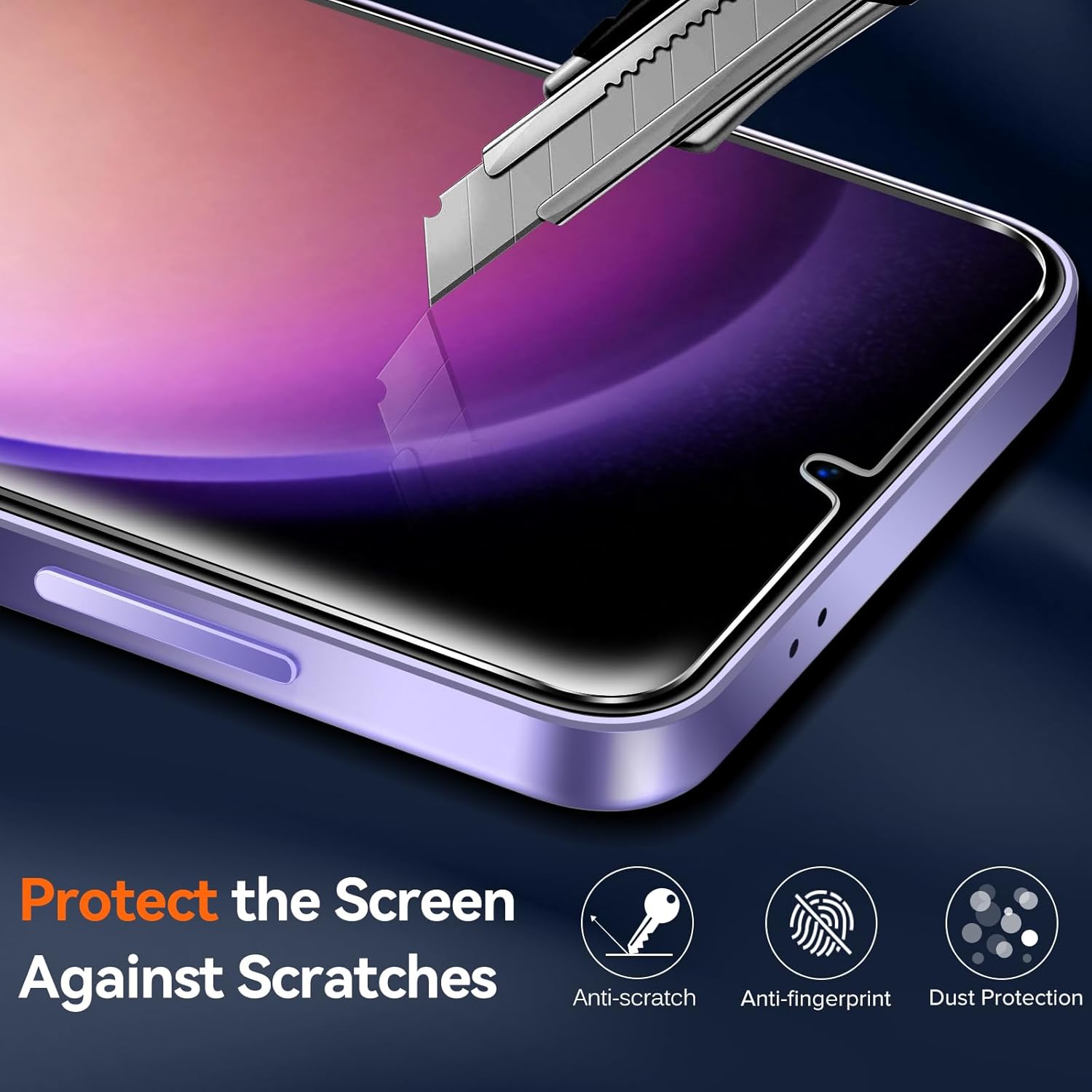 Detalle de ivoler Clear Case for Samsung Galaxy S24 5G with Tempered Glass (2 Pieces) – Transparent, Anti-Yellow, Military-Grade Protection
