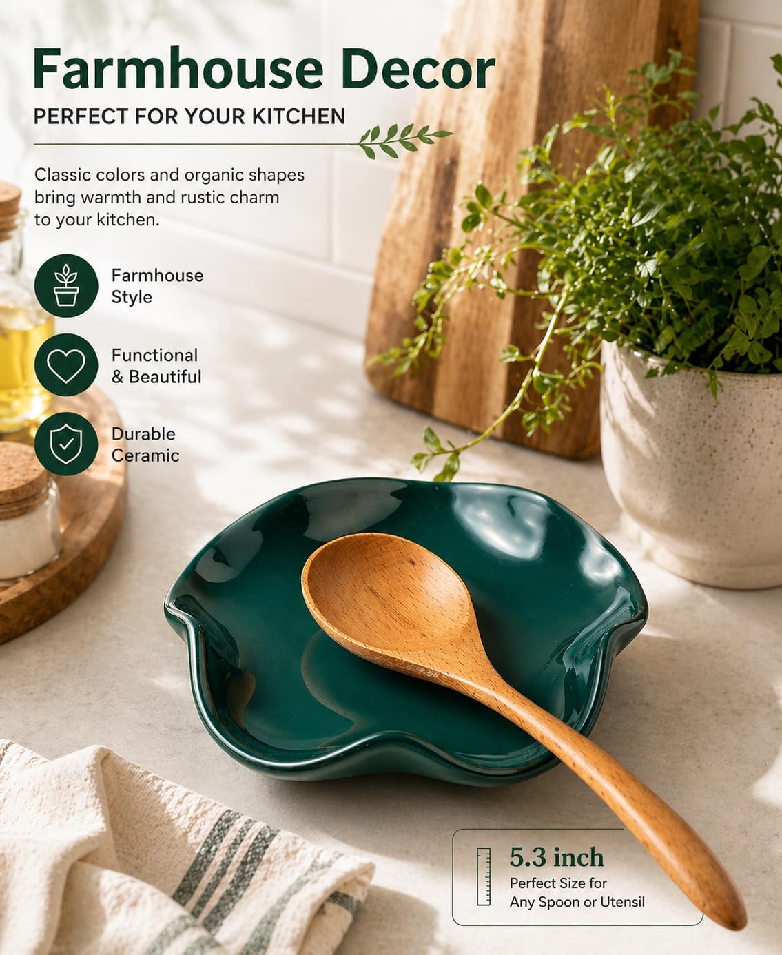 Detalle de Miamolo Ceramic Spoon Rest, 5.3-inch