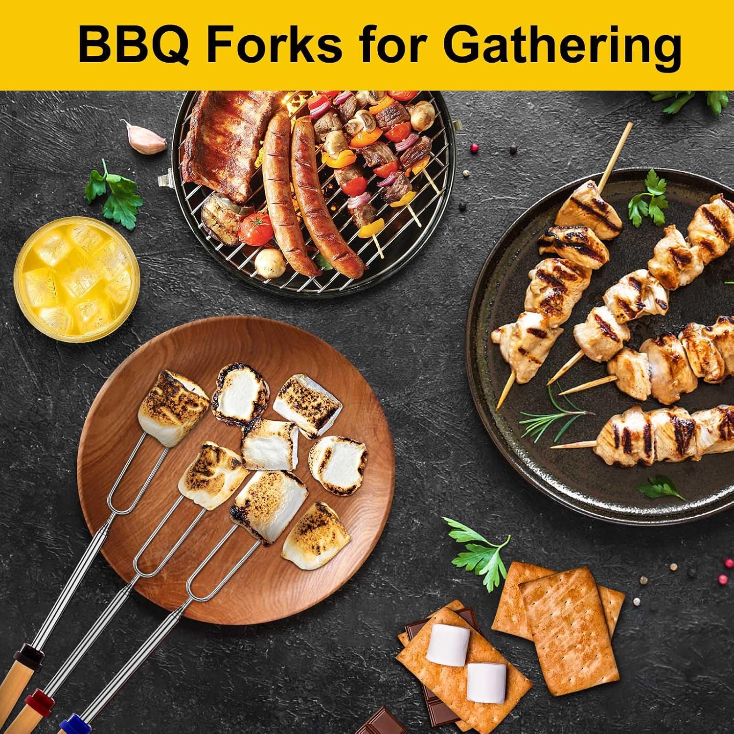 Detalle 1 de WINDESK barbecue5forks Telescoping Marshmallow Roasting Sticks, 5-Piece Set