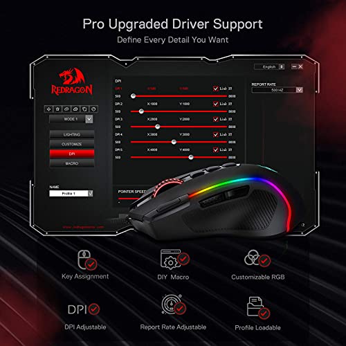 Thumbnail 7 de Redragon M612 Wired RGB Optical Gaming Mouse: 8000 DPI, 11 Programmable Buttons