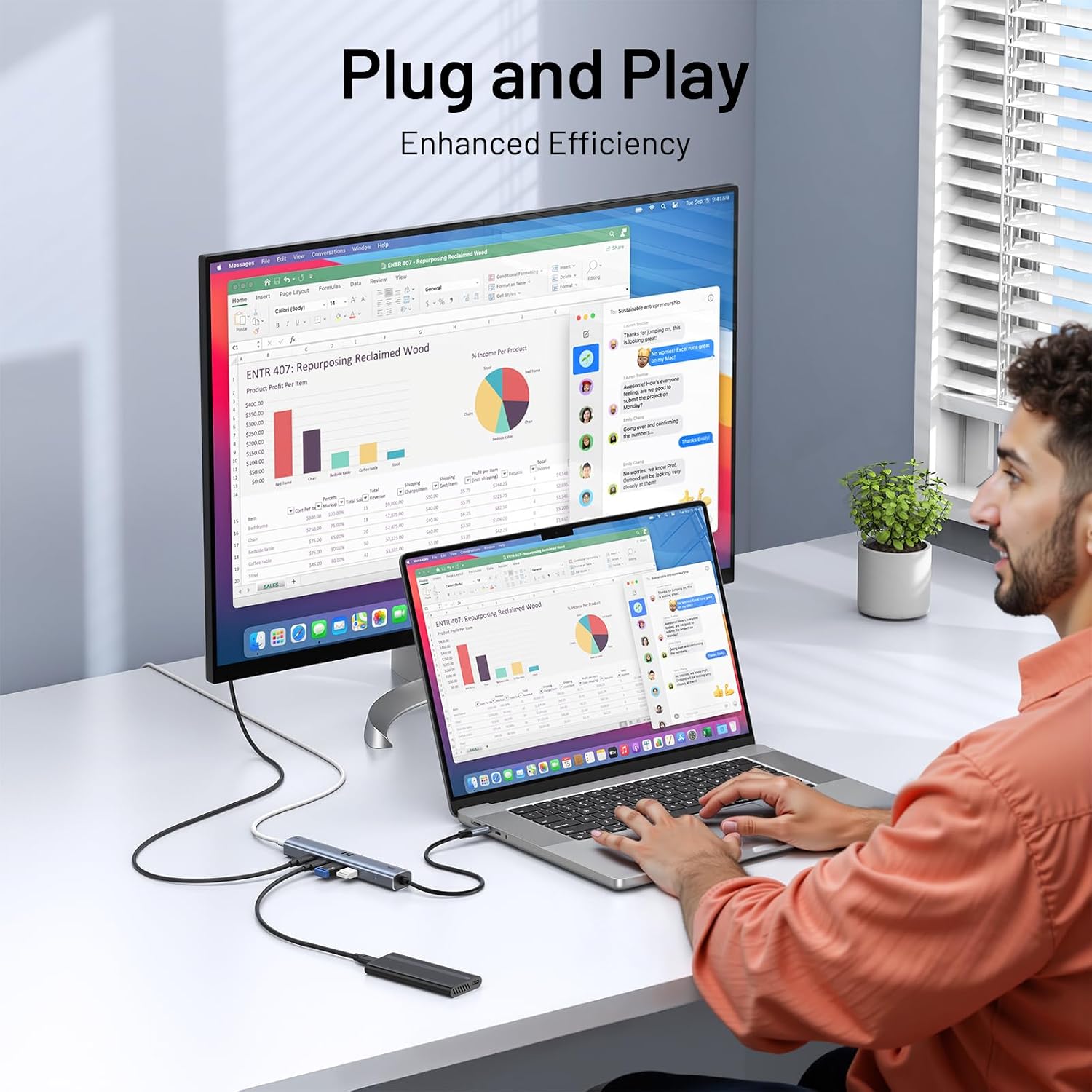 Thumbnail 5 de USB C Video Hub 10Gbps Adapter 4K@60Hz