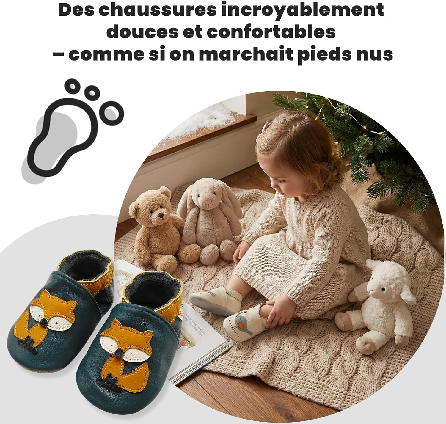Detalle 1 de YALION Chaussons cuir souple bébé antidérapant