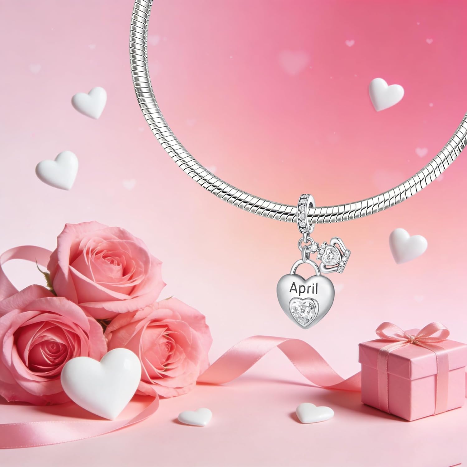 Thumbnail 1 de Vegaine Herz Geburtsstein Charms Anhänger – kompatibel mit Pandora Armbändern