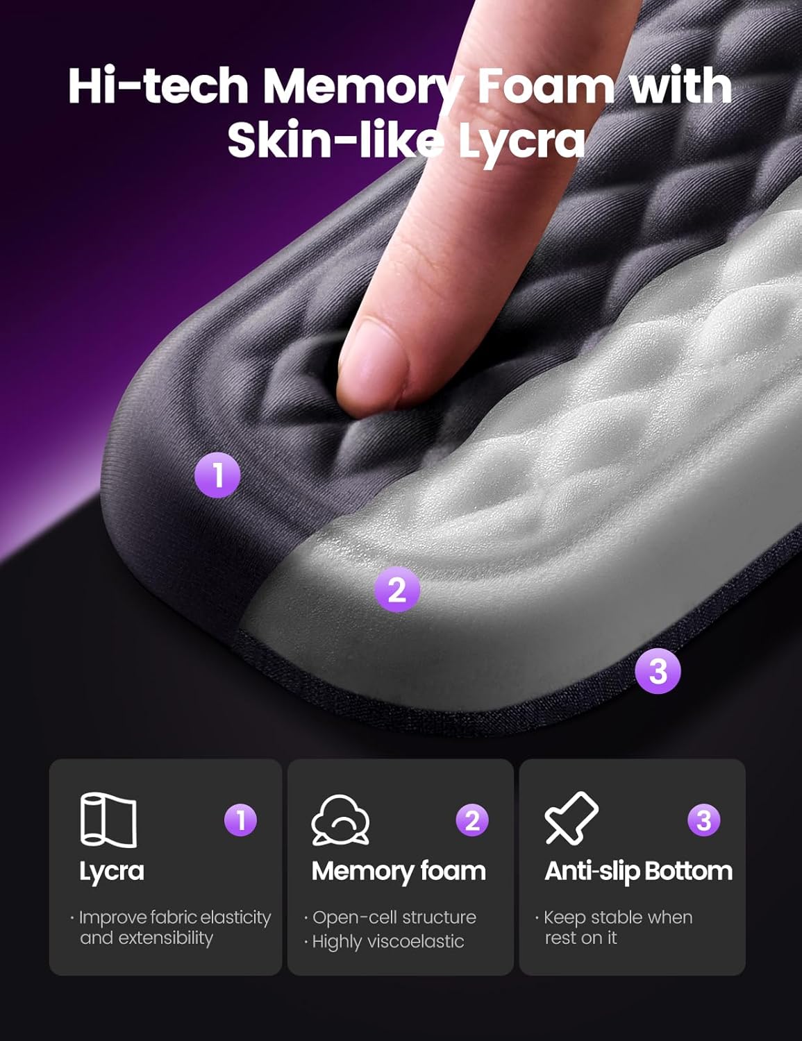 Thumbnail 4 de VAYDEER Memory Foam Keyboard & Mouse Wrist Rest Pad (Black)