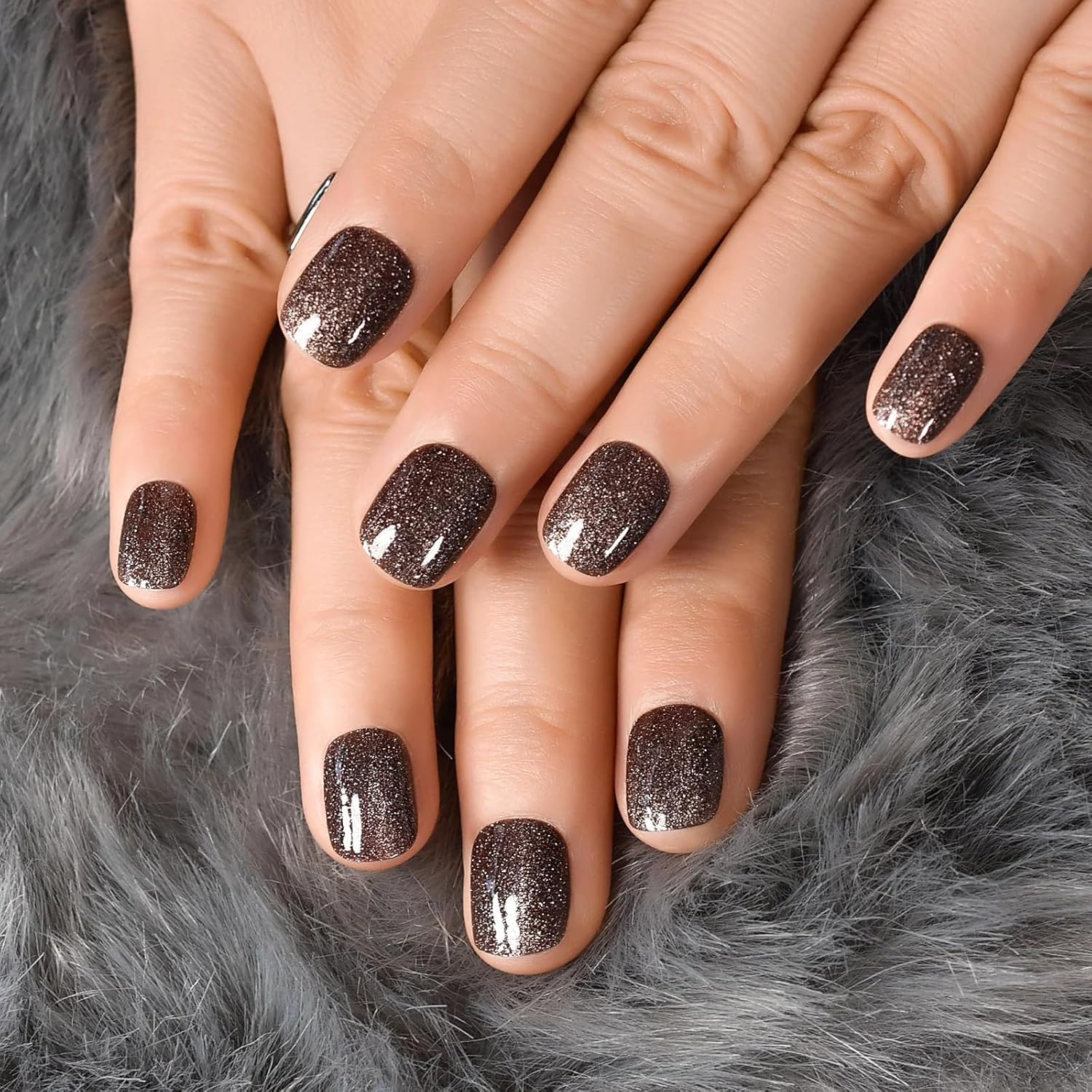 Thumbnail 2 de Curvlife Gray Star Point Press-On Nails – 30-Piece Reusable Kit with Glue, Tabs, File, and Prep Pads
