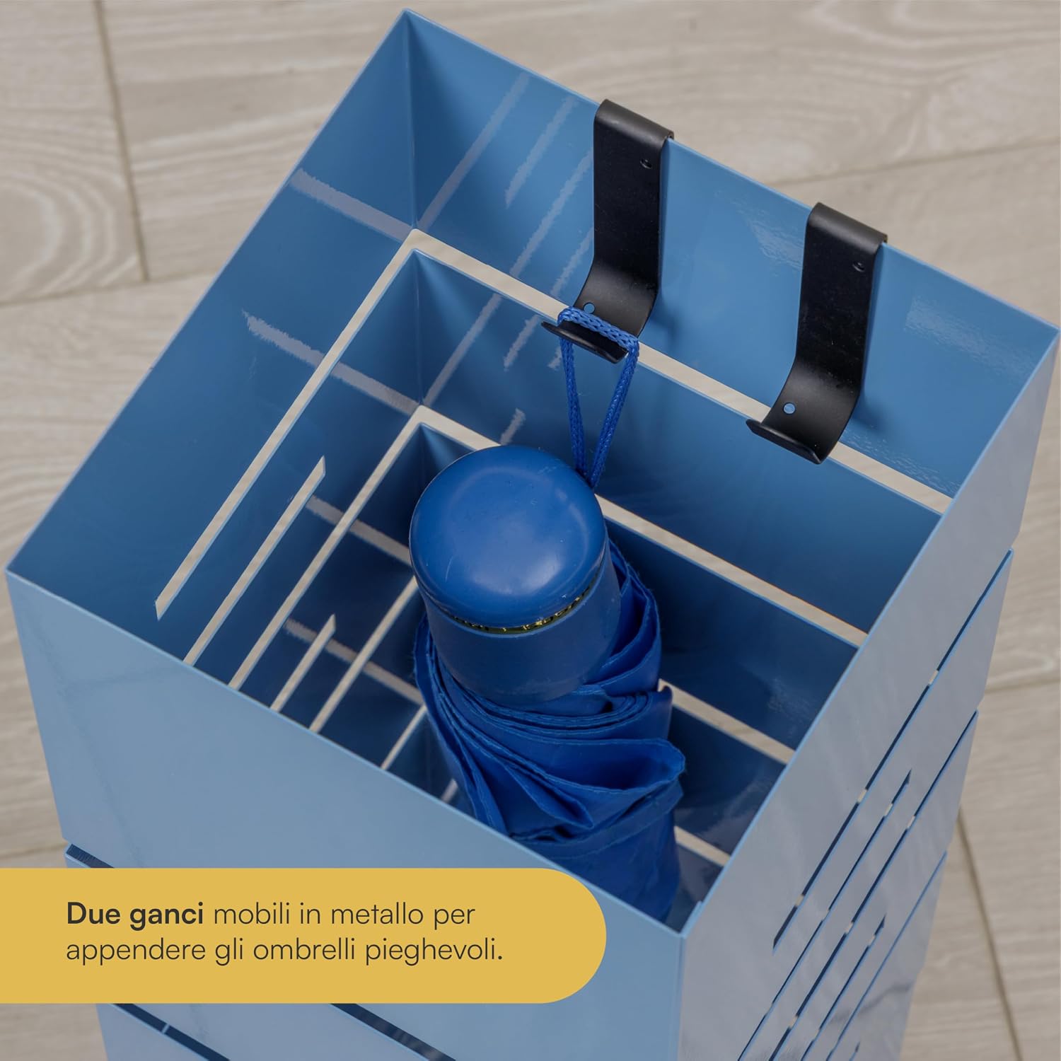 Detalle 2 de Baroni Home Portaombrelli Design Moderno in Metallo Blu 15,5x15,5x49 cm
