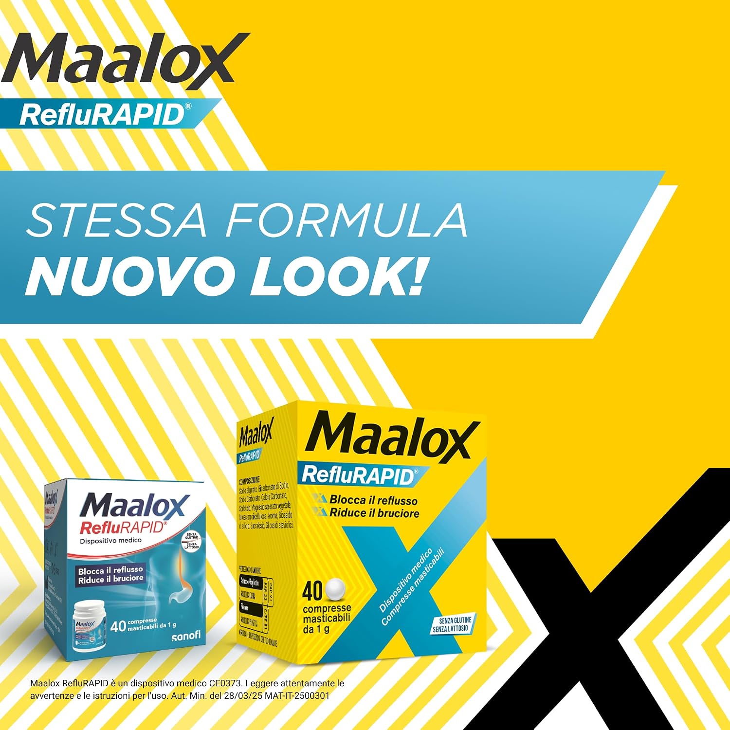 Detalle de Maalox Reflurapid Reflusso Gastroesofageo e Bruciore – 40 Compresse Masticabili