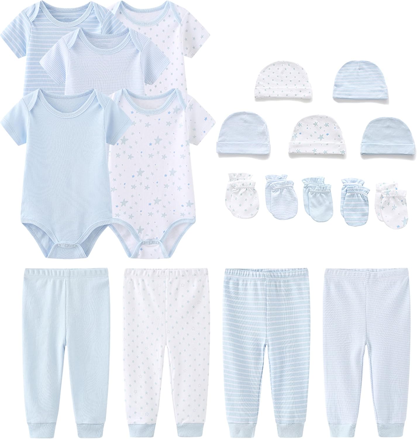 Detalle de Chamie Baby Outfits Vests + Pants + Caps Mittens Set (0-6 Months) – Grey, Pink, Navy & Blue Cotton
