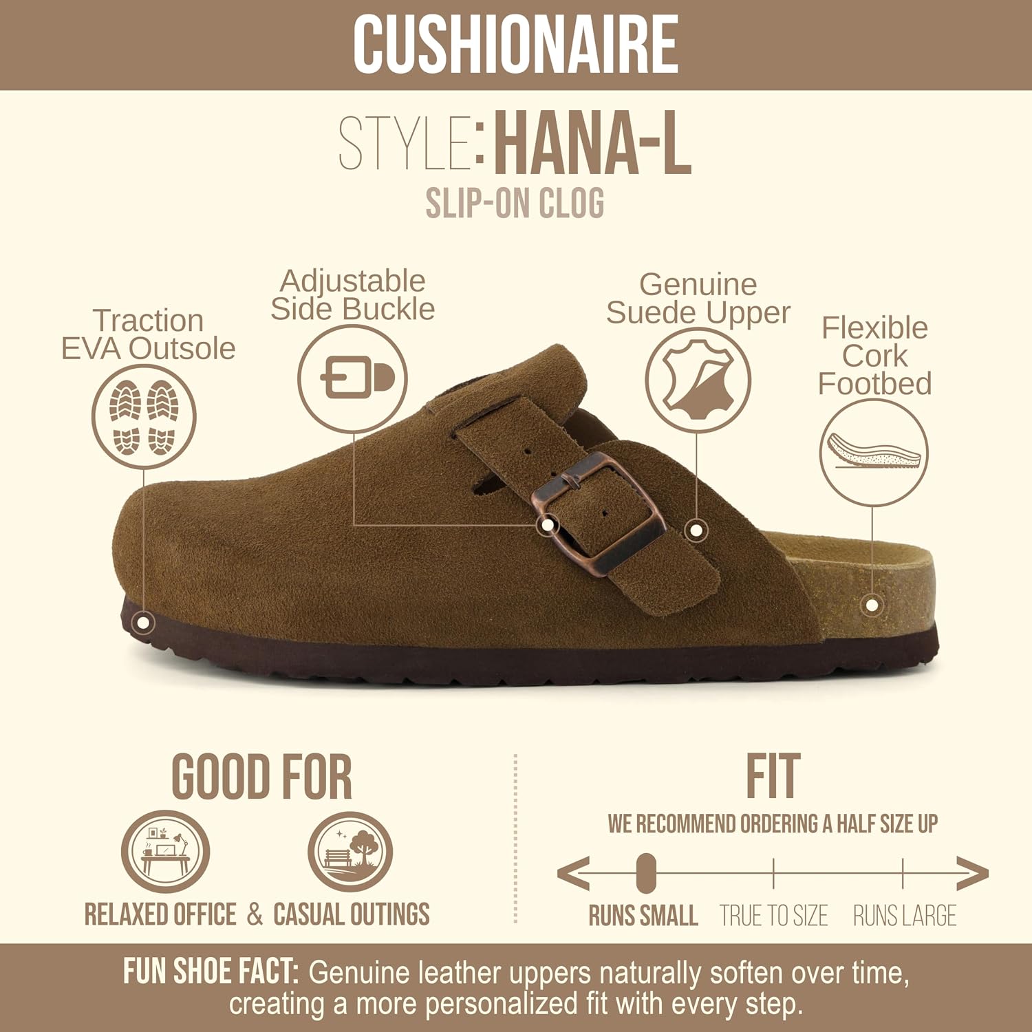 Thumbnail 3 de Cushionaire Hana Leather Suede Clog