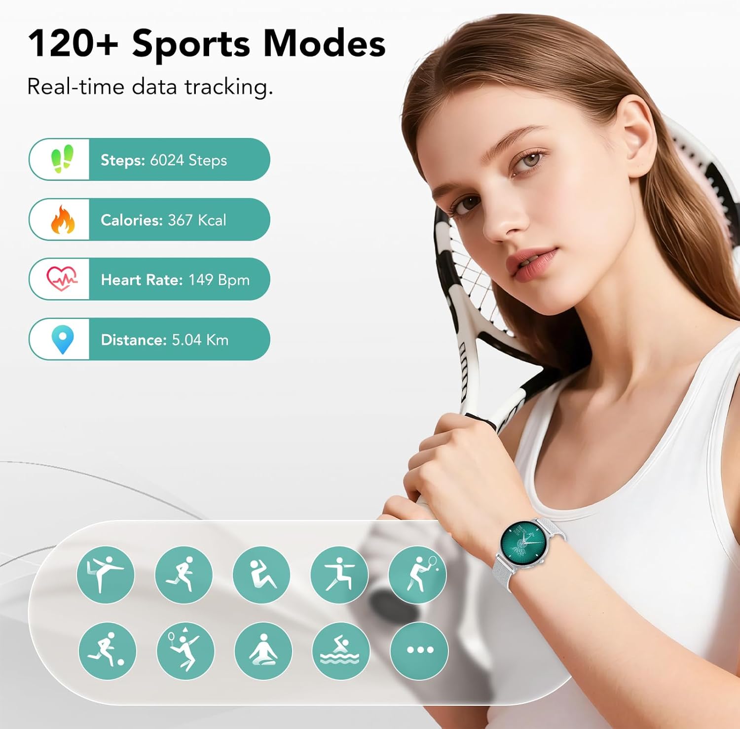 Thumbnail 4 de taopodo JX523 Damen-Smartwatch mit Telefonfunktion – 1,27" AMOLED, 120+ Sportmodi, IP68, Schlaf- und Herzfrequenz-Tracking