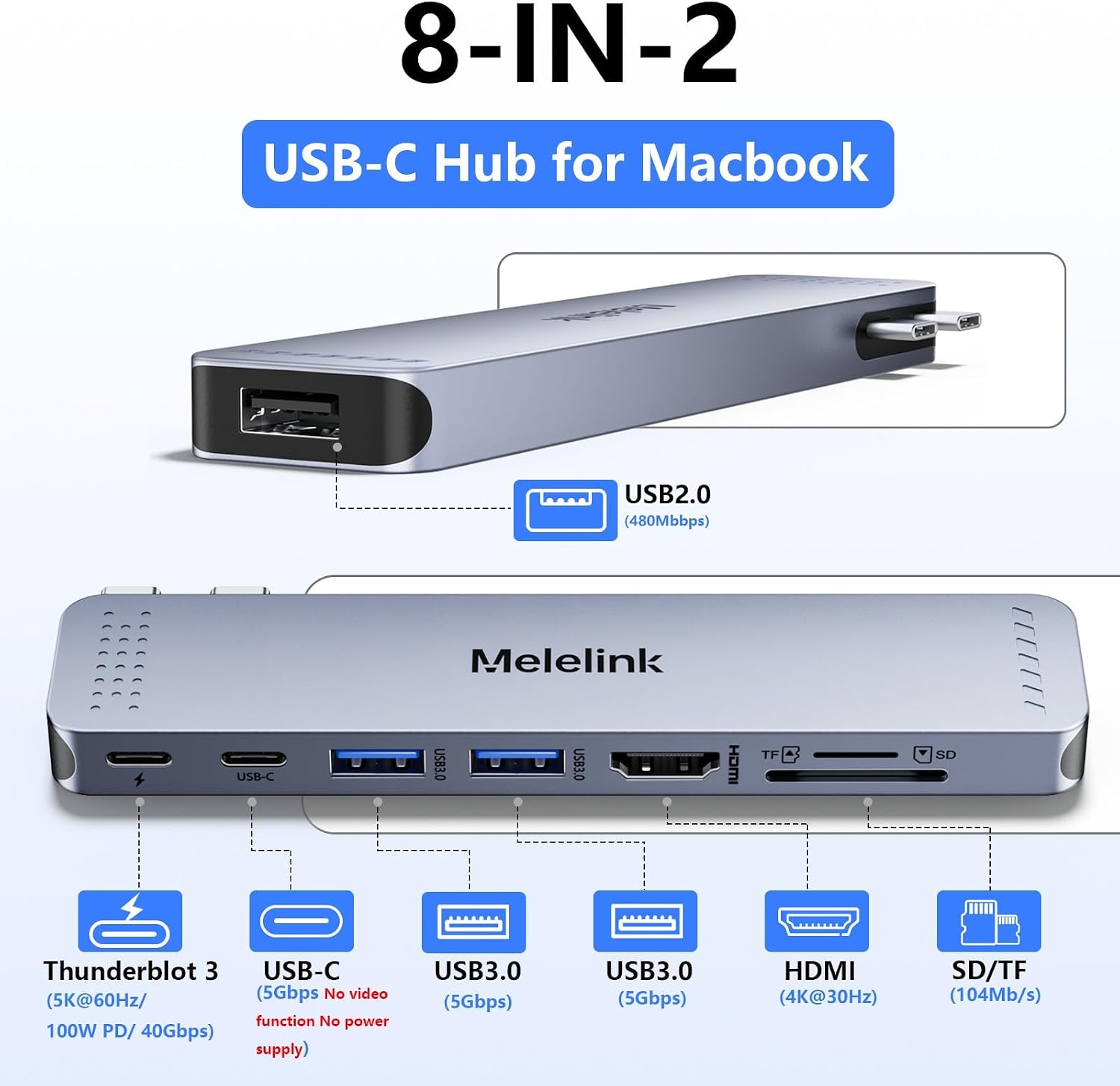 Detalle 2 de USB-C hub adapter for MacBook, 8-in-2