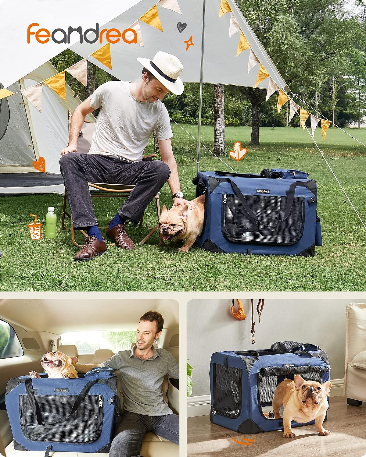 Detalle 2 de Feandrea BAX Collection PDC60Z Soft-Sided Pet Carrier, Foldable Mesh, 60 x 42 x 42 cm