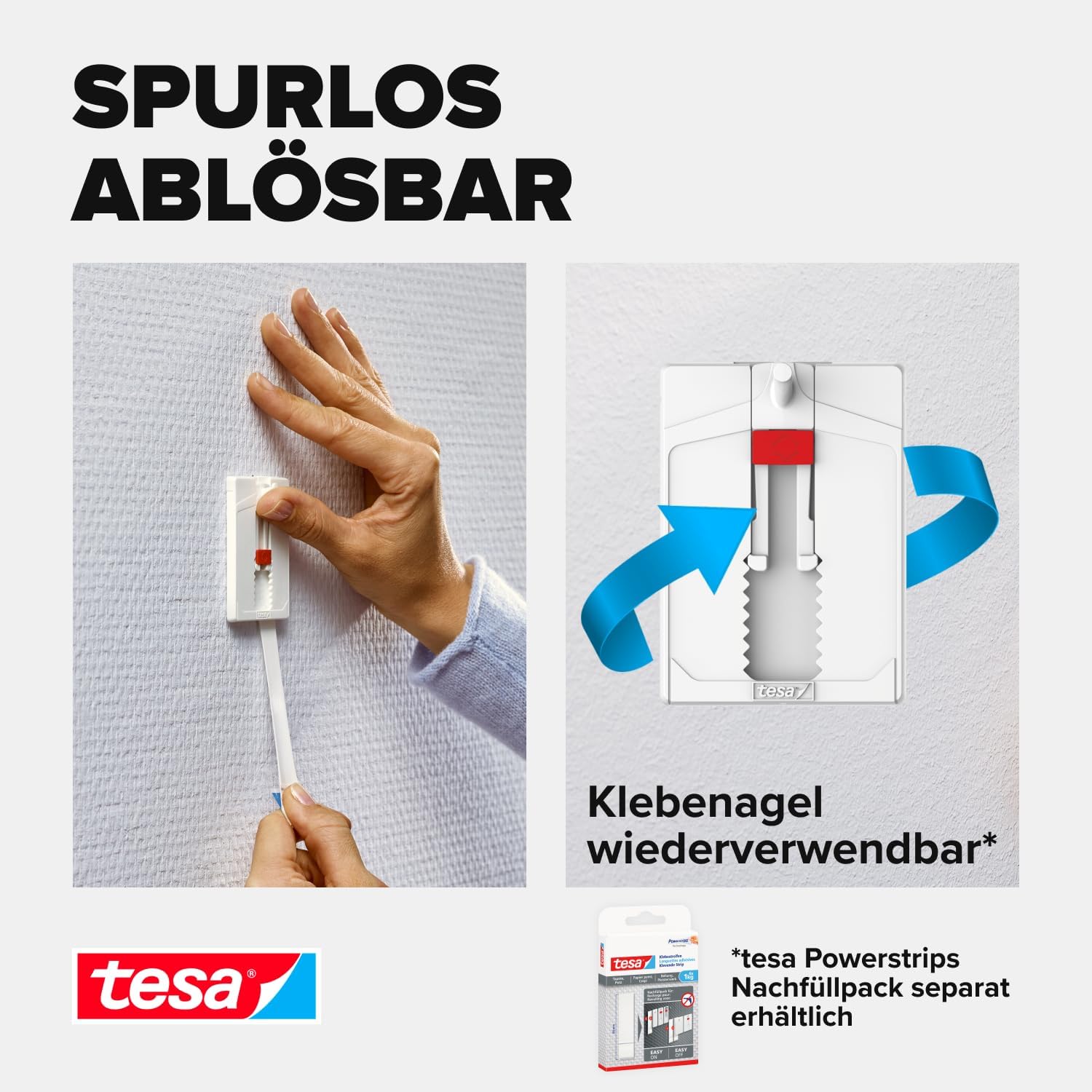 Thumbnail 5 de tesa Verstellbarer Klebenagel für Tapeten und Putz – 3er Pack, 2 kg Halteleistung pro Nagel