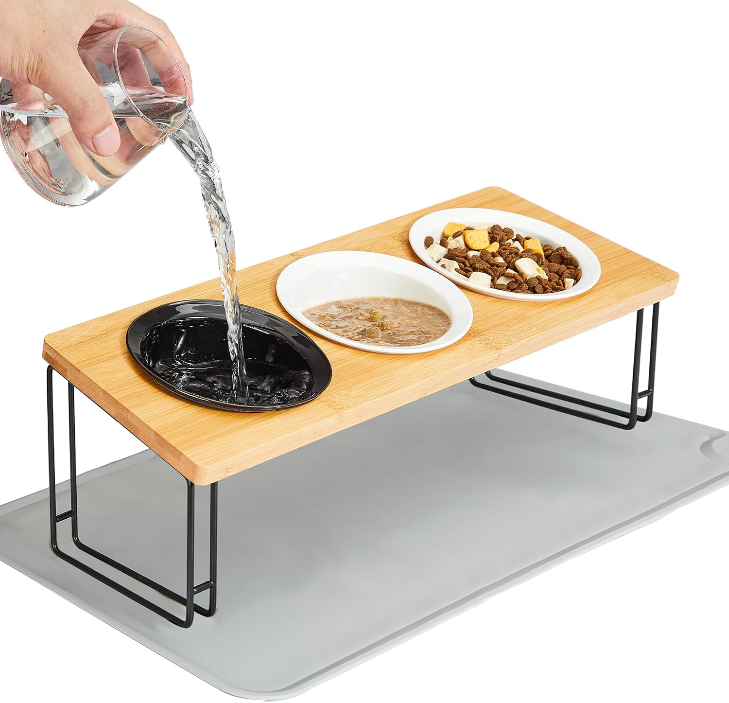 Detalle de Ousiya Elevated Cat Bowls 15° Tilted Design