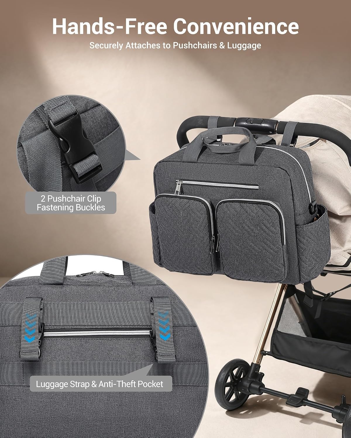 Thumbnail 3 de Kono Baby Changing Bag: Multifunction Nappy Bag with Portable Changing Mat