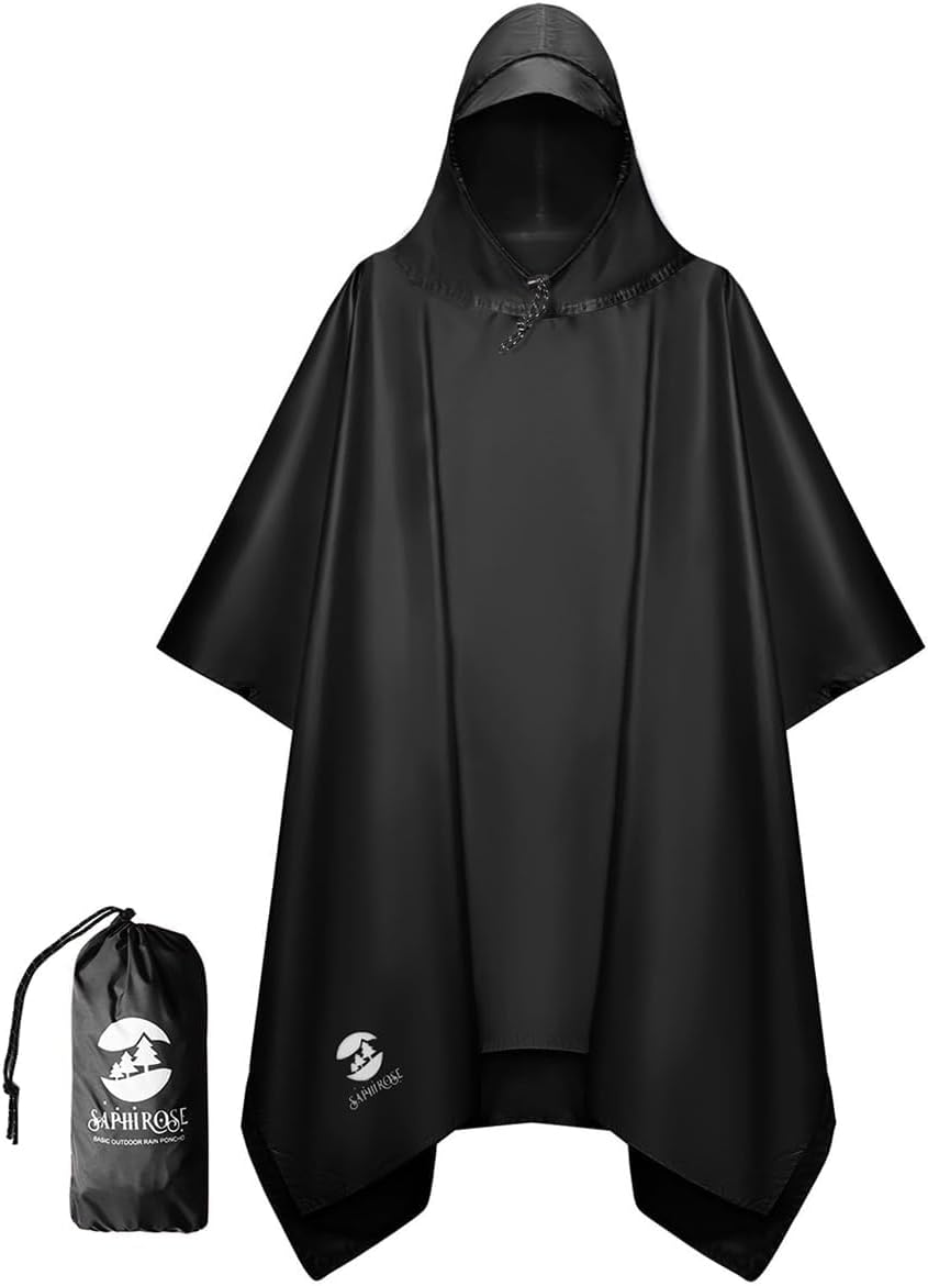 Imagen de SaphiRose Hooded Rain Poncho: Lightweight Waterproof Protection for All-Day Outdoor Comfort en OfertitasTOP