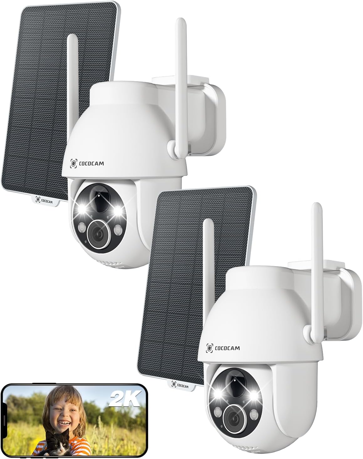 Detalle de Cococam 2PCS 2K Cámara Vigilancia Exterior