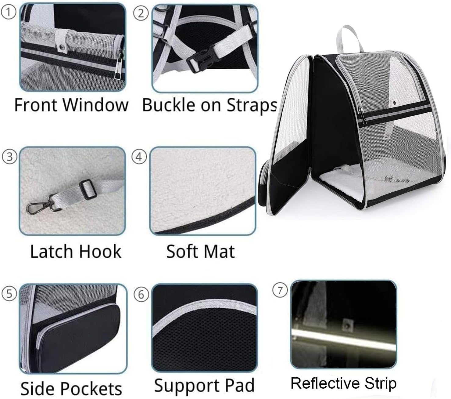 Detalle de Hykiee Hunderucksack Katzenrucksack – Transportbox für Kleine Hunde bis 6 kg oder Katzen bis 8 kg